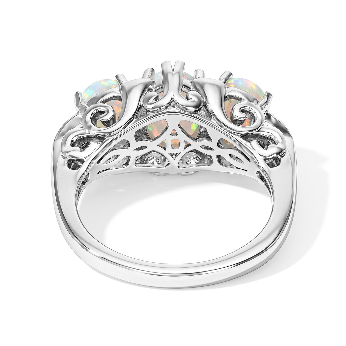 D'Joy - AAA Ethiopian Opal &amp; Moissanite Ring in Rhodium Overlay Sterling Silver 1.90 Ct. 8768619 4