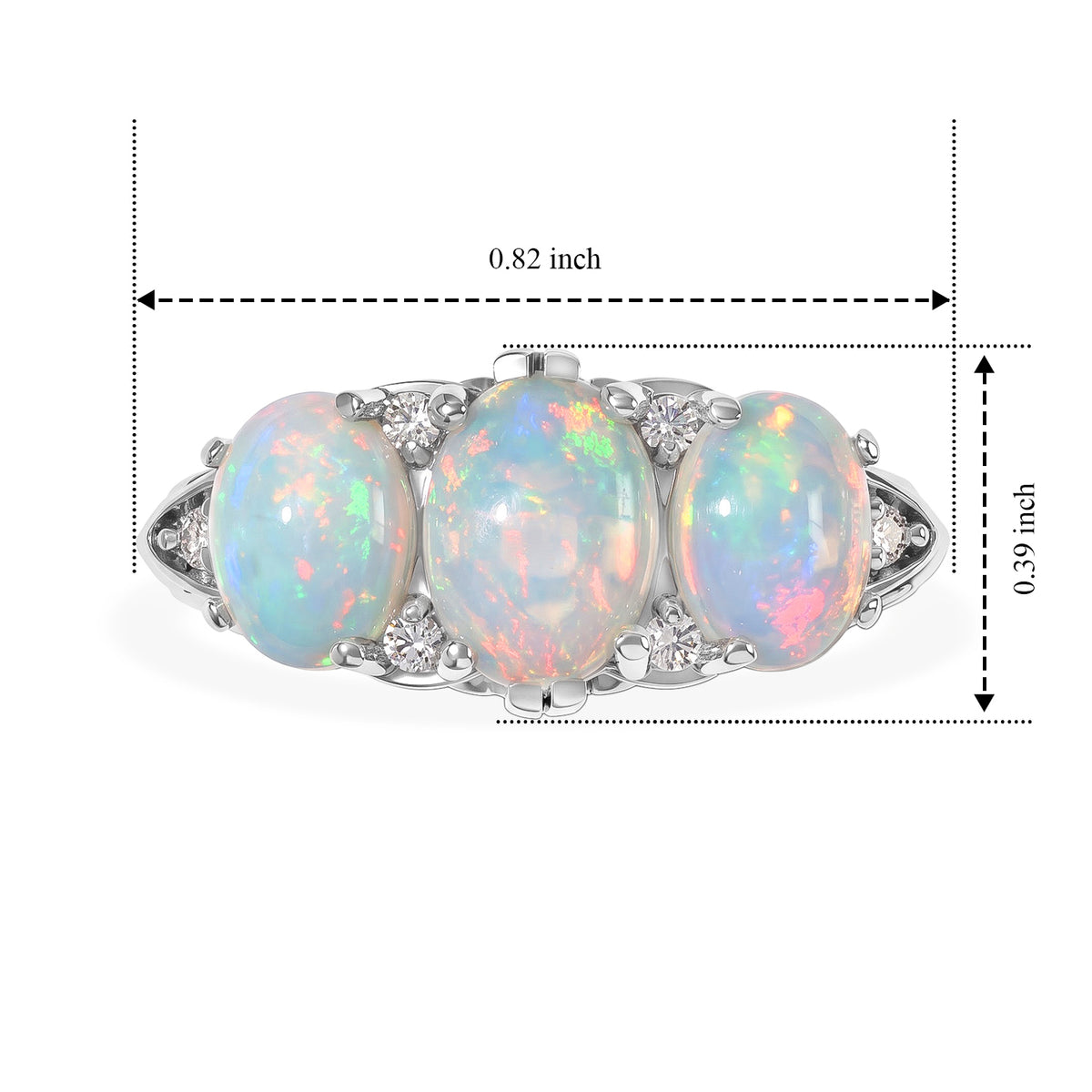 D'Joy - AAA Ethiopian Opal &amp; Moissanite Ring in Rhodium Overlay Sterling Silver 1.90 Ct. 8768619 5