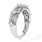 D'Joy - Moissanite Half Eternity Band Ring in Rhodium Overlay Sterling Silver_8768738_2