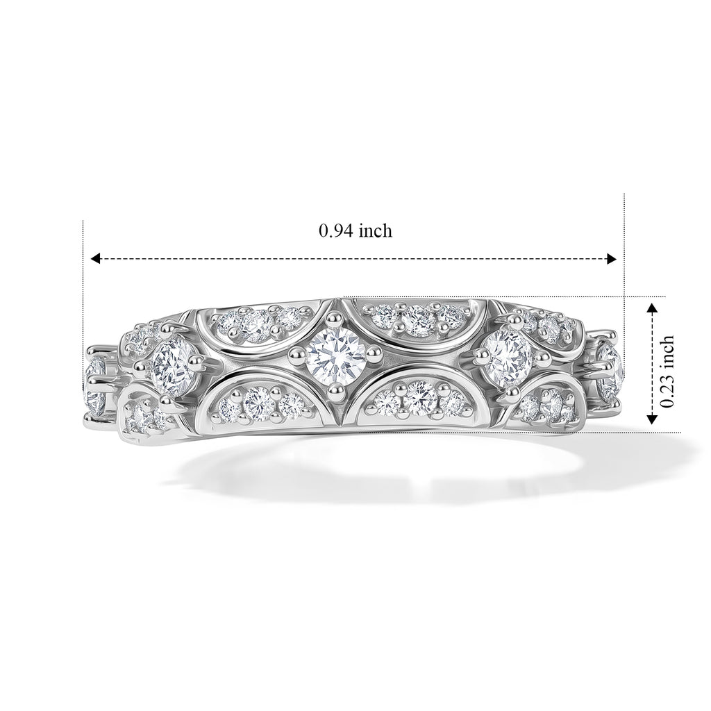 D'Joy - Moissanite Half Eternity Band Ring in Rhodium Overlay Sterling Silver_8768738_4