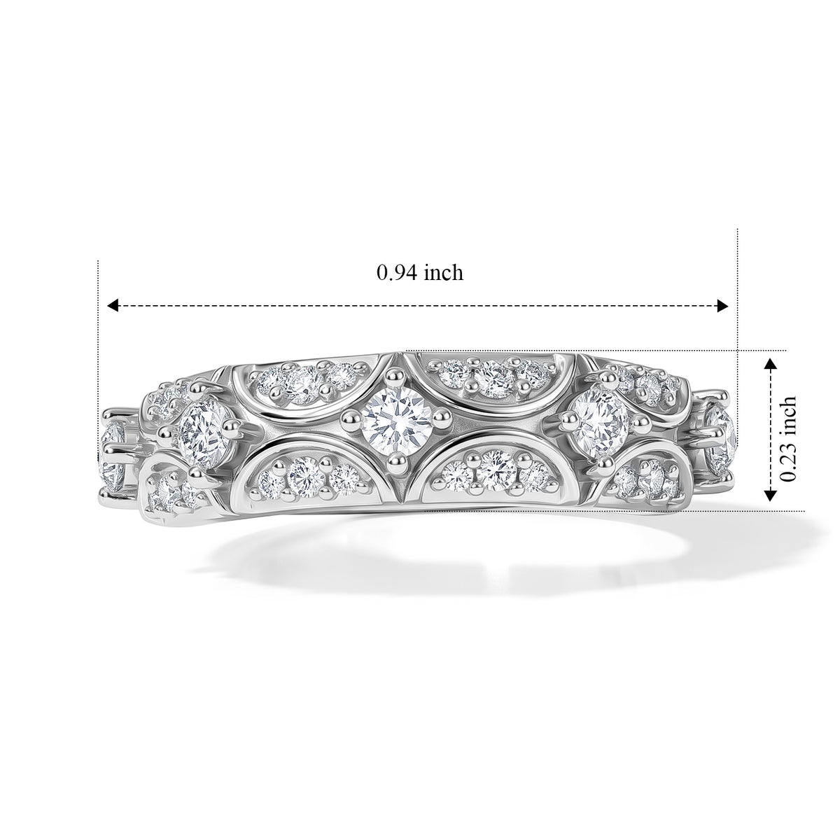 D'Joy - Moissanite Half Eternity Band Ring in Rhodium Overlay Sterling Silver 8768738 4