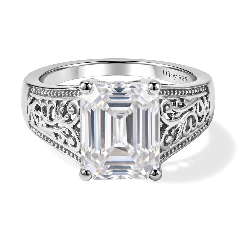 D'Joy - Moissanite Solitaire Ring in Rhodium Overlay Sterling Silver 3.73 Ct._8768874