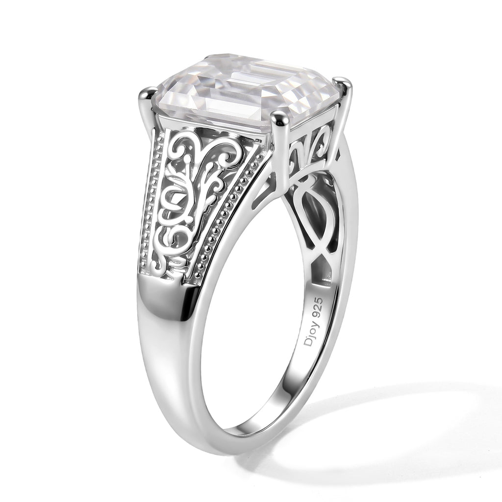D'Joy - Moissanite Solitaire Ring in Rhodium Overlay Sterling Silver 3.73 Ct._8768874_2