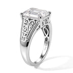 D'Joy - Moissanite Solitaire Ring in Rhodium Overlay Sterling Silver 3.73 Ct._8768874_2