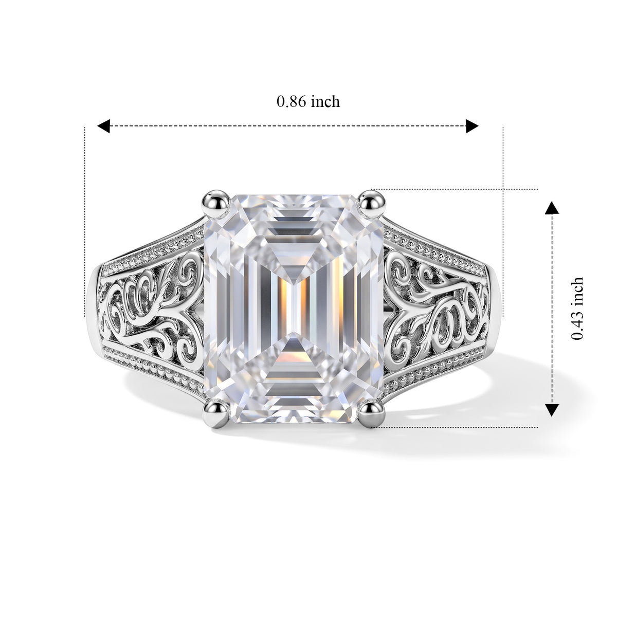 D'Joy - Moissanite Solitaire Ring in Rhodium Overlay Sterling Silver 3.73 Ct. 8768874 4