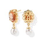 D'Joy - Cameo & Fresh Water Pearl Dangling Earring with Push Back in Yellow Gold Plated Sterling Silver 7.15 Ct._8768914_3