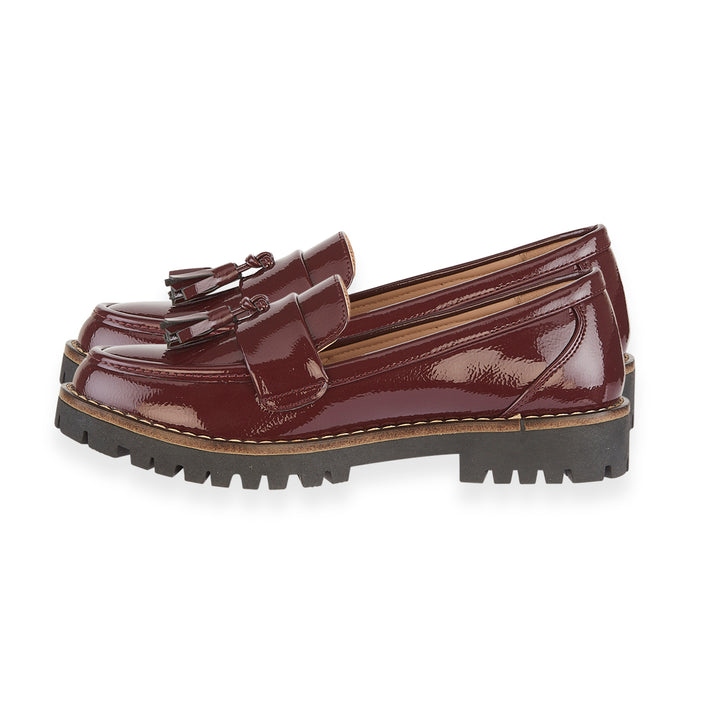 Aurabelle Women Patent Finish Tassel Slipon Lug Sole Loafers (Size 4) - Burgundy. 8769505 2