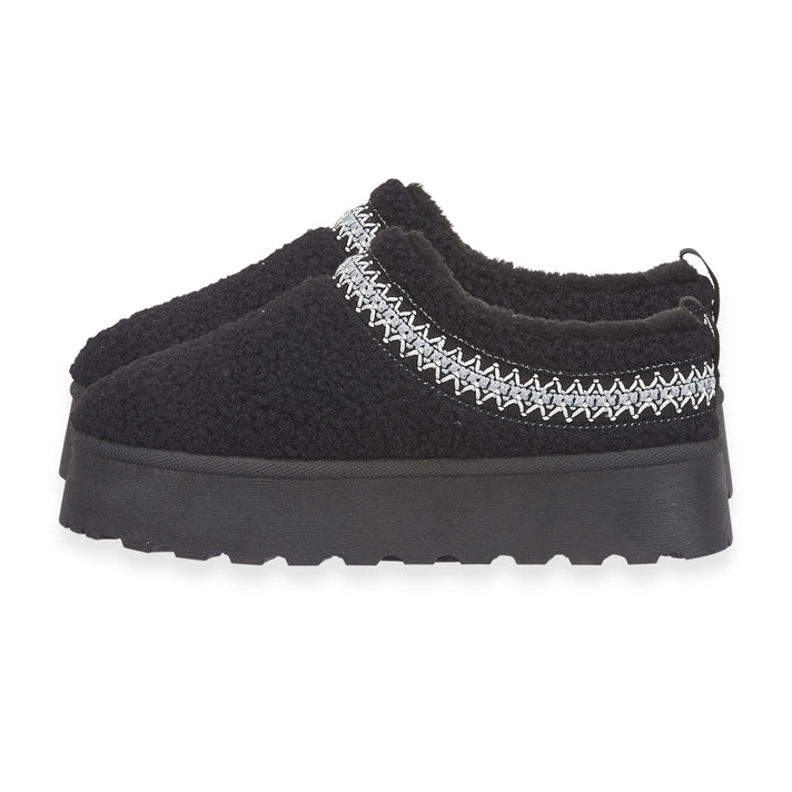 Panda Womens Sherpa Faux Fur Platform Ankle Boot (Size 4) - Black 8769628 2