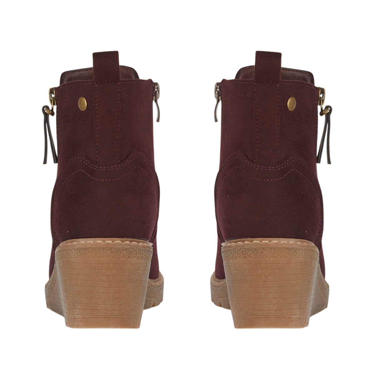 Antwerp Dual Zip Faux Suede Wedge Ankle Boots (Size 4) - Burgundy 8769765 1