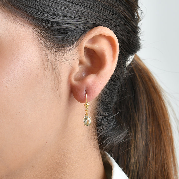 D'Joy - AAA Turkizite Solitaire Earring with Lever Back in 18K Vermeil Yellow Gold Plated Sterling Silver 1.56 Ct. 8770032 2