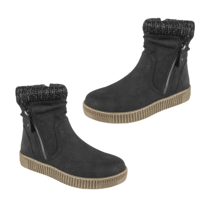 Zermatt Faux Fur Collar Faux Suede Zip Ankle Boots (Size 4) - Black 8770115 1
