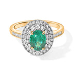 Luxoro - 14K Yellow Gold AAA Colombian Emerald & Natural White Diamond Halo Ring 1.85 Ct, Gold Wt. 3.40 Gms_8770249