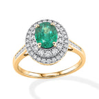 Luxoro - 14K Yellow Gold AAA Colombian Emerald & Natural White Diamond Halo Ring 1.85 Ct, Gold Wt. 3.40 Gms_8770249_3