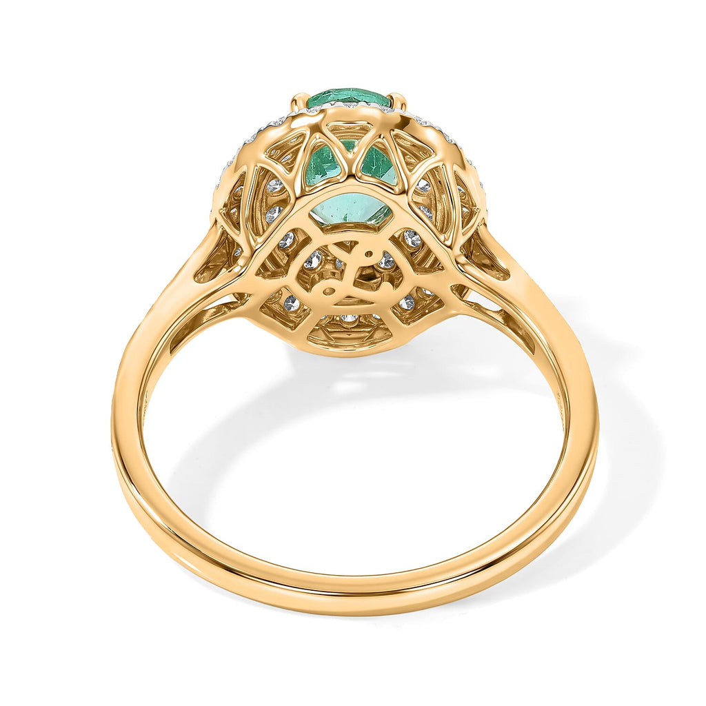 Luxoro - 14K Yellow Gold AAA Colombian Emerald & Natural White Diamond Halo Ring 1.85 Ct, Gold Wt. 3.40 Gms_8770249_5