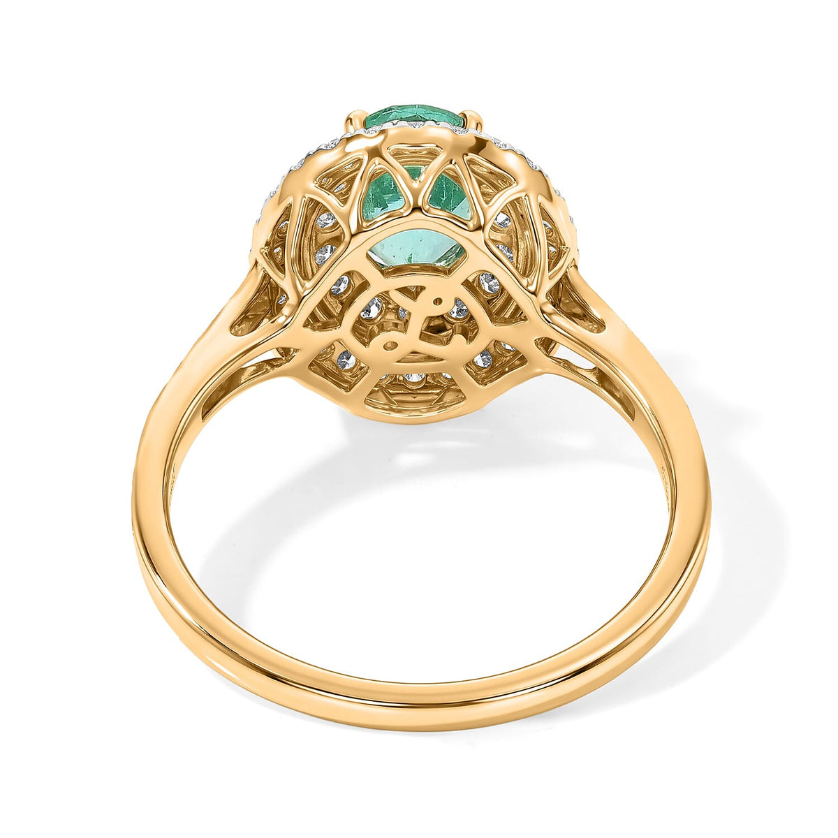 Luxoro - 14K Yellow Gold AAA Colombian Emerald &amp; Natural White Diamond Halo Ring 1.85 Ct, Gold Wt. 3.40 Gms 8770249 5