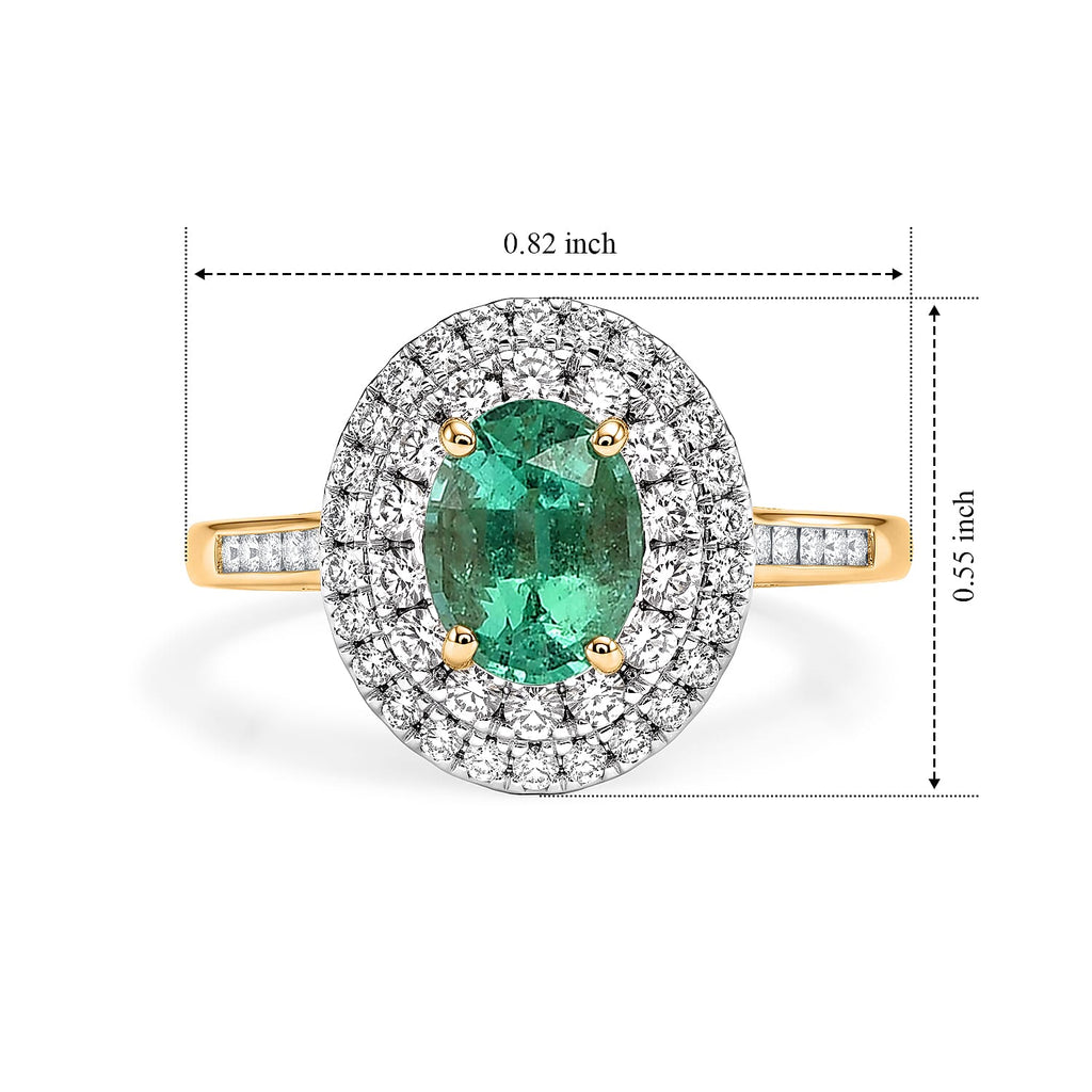 Luxoro - 14K Yellow Gold AAA Colombian Emerald & Natural White Diamond Halo Ring 1.85 Ct, Gold Wt. 3.40 Gms_8770249_6