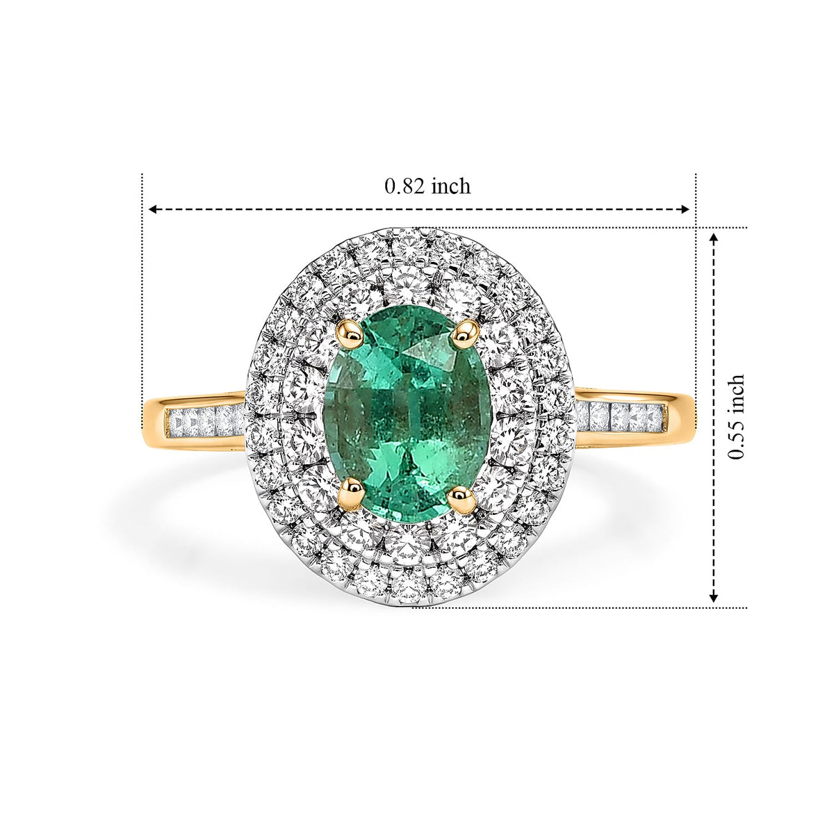 Luxoro - 14K Yellow Gold AAA Colombian Emerald &amp; Natural White Diamond Halo Ring 1.85 Ct, Gold Wt. 3.40 Gms 8770249 6