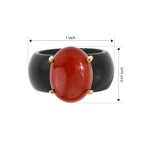 D'Joy - Dyed Red Jade & Dyed Black Jade Solitaire Ring in Yellow Gold Plated Sterling Silver 43.50 Ct._8770457_4