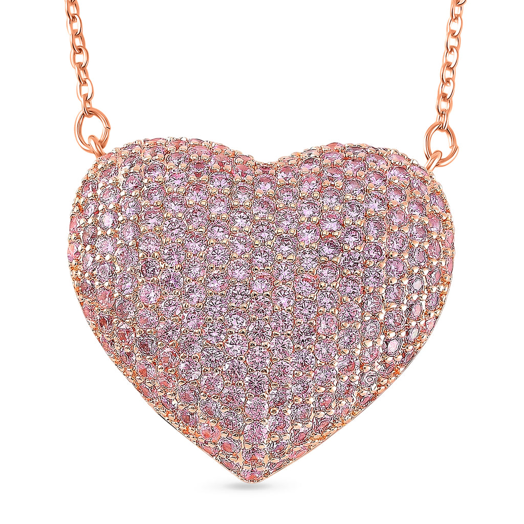 Pink Cubic Zirconia Heart Necklace (Size - 20+2 Ext) 3.00 Ct._8770473