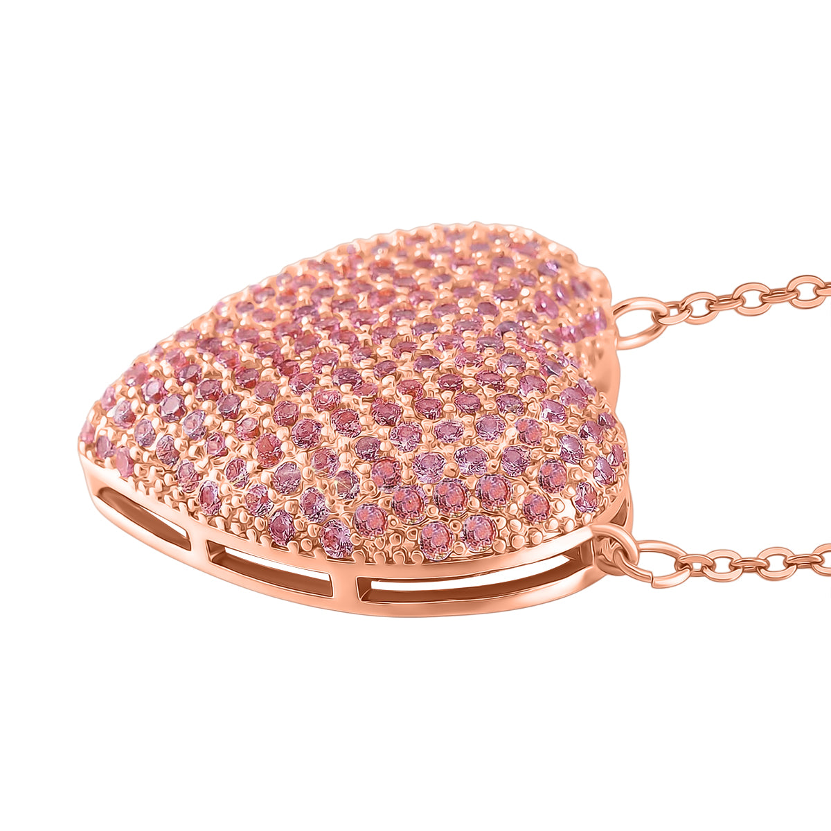 Pink Cubic Zirconia Heart Necklace (Size - 20-2 Ext) 8770473 3
