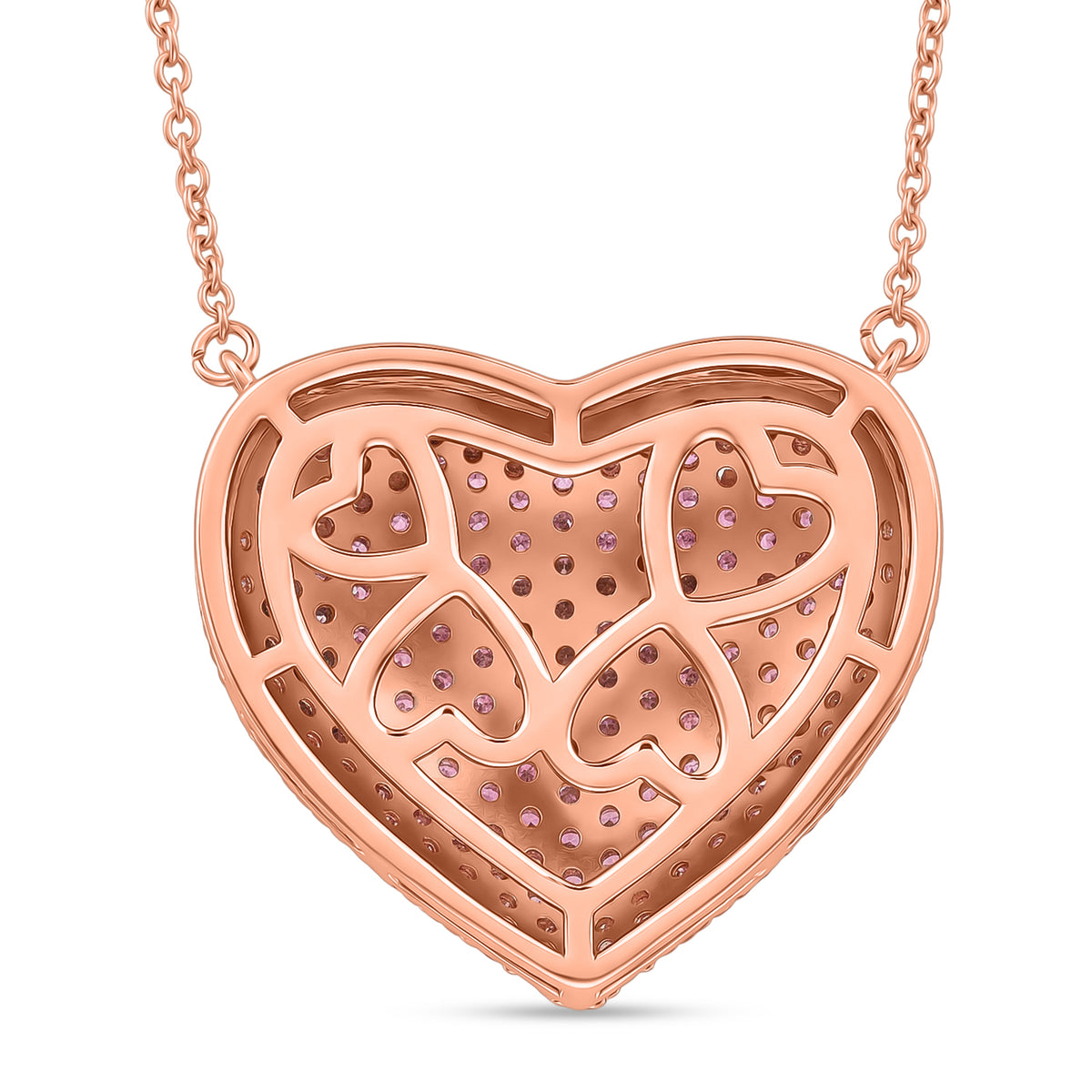 Pink Cubic Zirconia Heart Necklace (Size - 20-2 Ext) 8770473 4