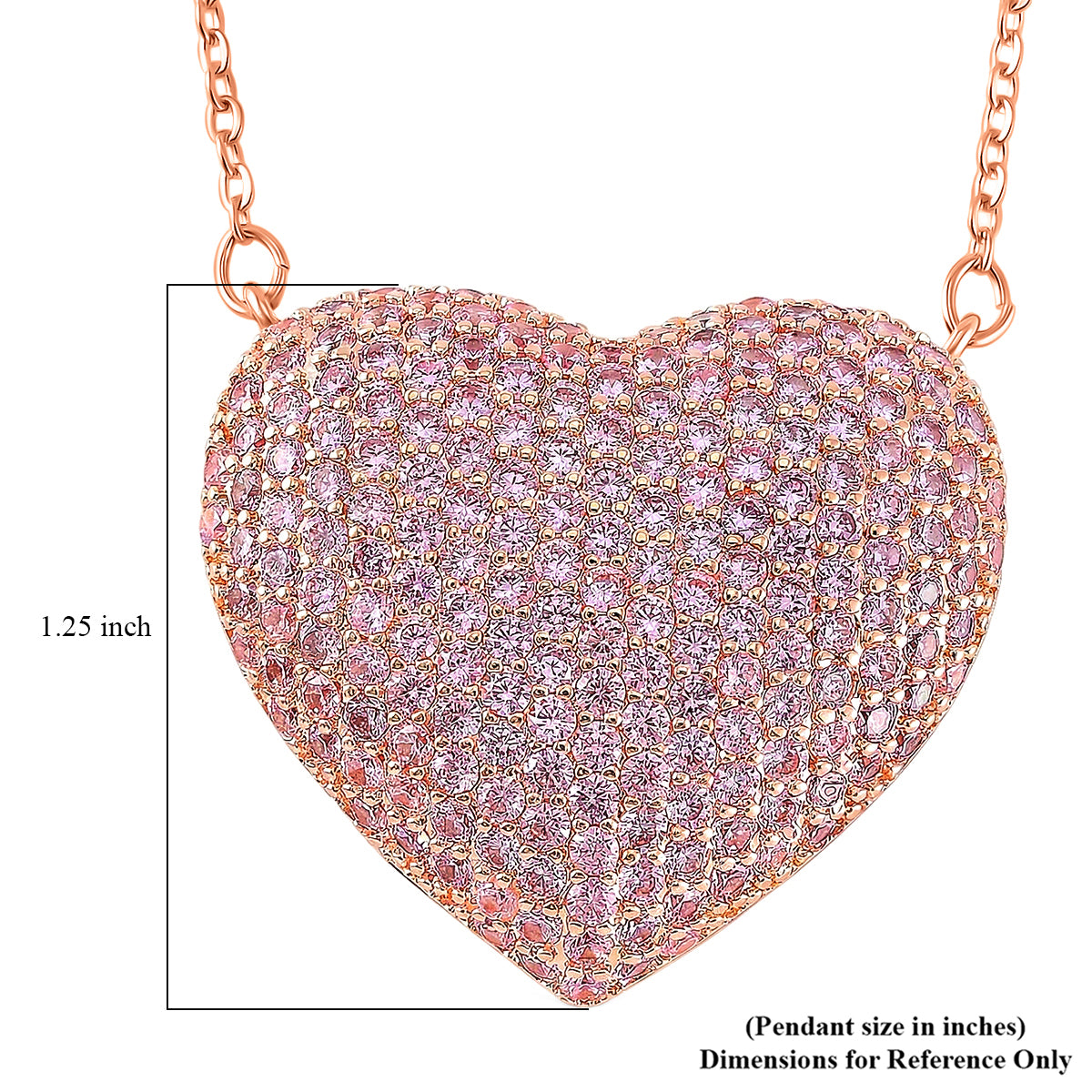 Pink Cubic Zirconia Heart Necklace (Size - 20-2 Ext) 8770473 6