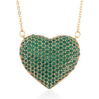 Green Cubic Zirconia Heart Necklace (Size - 20+2 Ext) 3.00 Ct._8770475