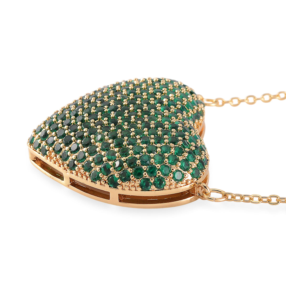 Green Cubic Zirconia Heart Necklace (Size - 20-2 Ext) 3.00 Ct. 8770475 3