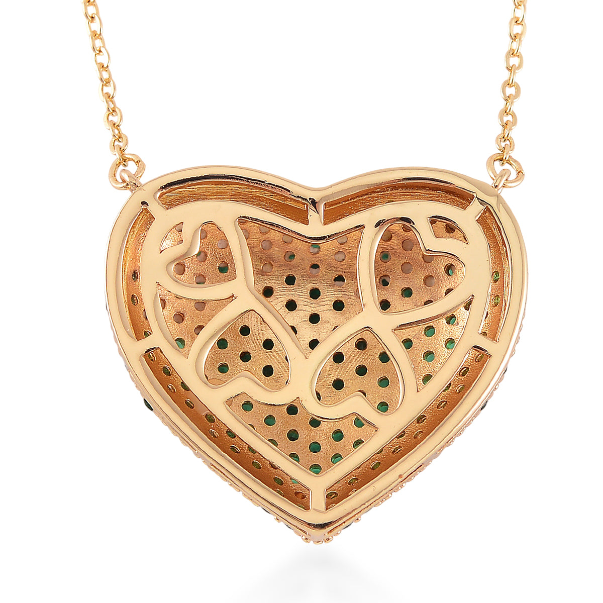 Green Cubic Zirconia Heart Necklace (Size - 20-2 Ext) 3.00 Ct. 8770475 4