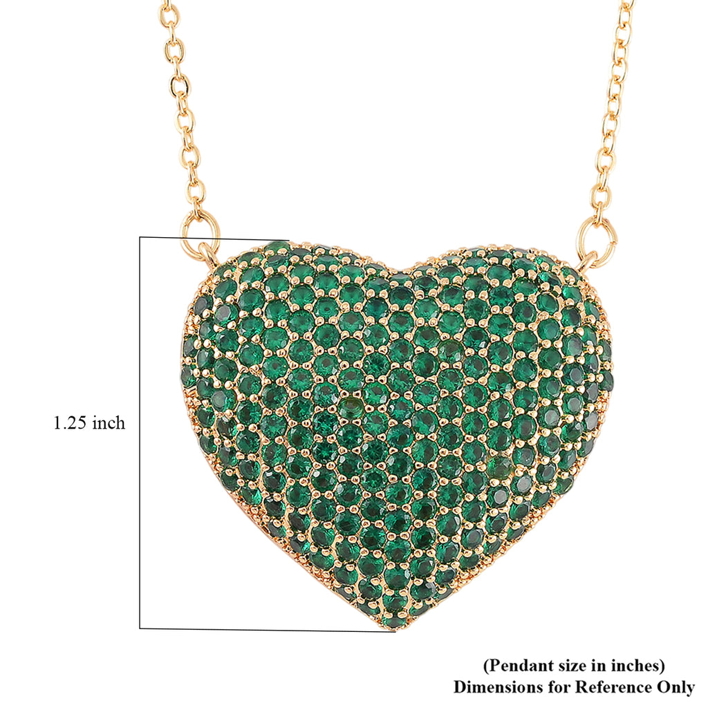 Green Cubic Zirconia Heart Necklace (Size - 20+2 Ext) 3.00 Ct._8770475_6