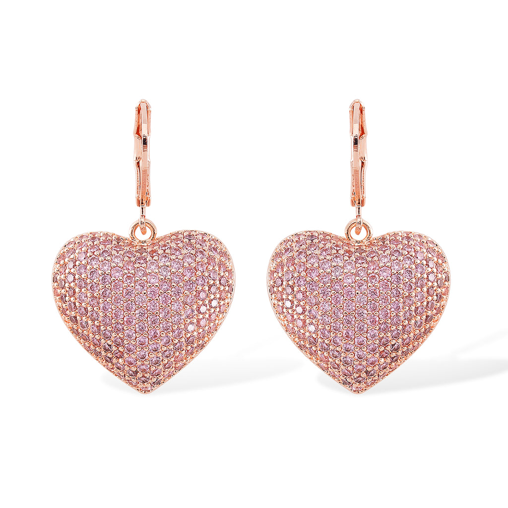 Pink Cubic Zirconia Heart Drop Earring with Lever Back 1.60 Ct._8770476