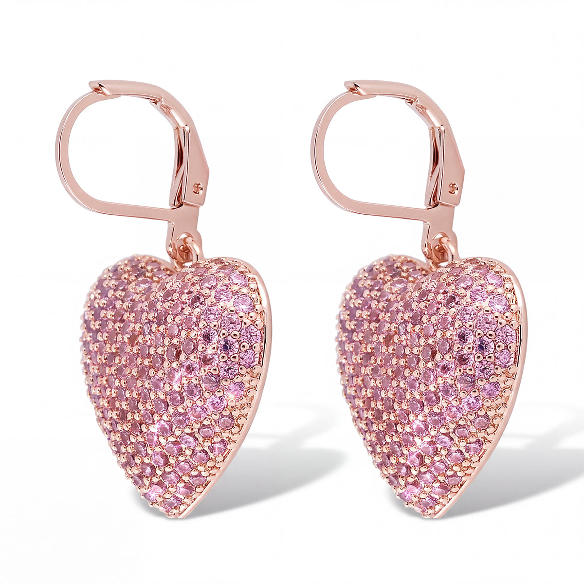 Pink Cubic Zirconia Heart Drop Earring with Lever Back 1.60 Ct. 8770476 3