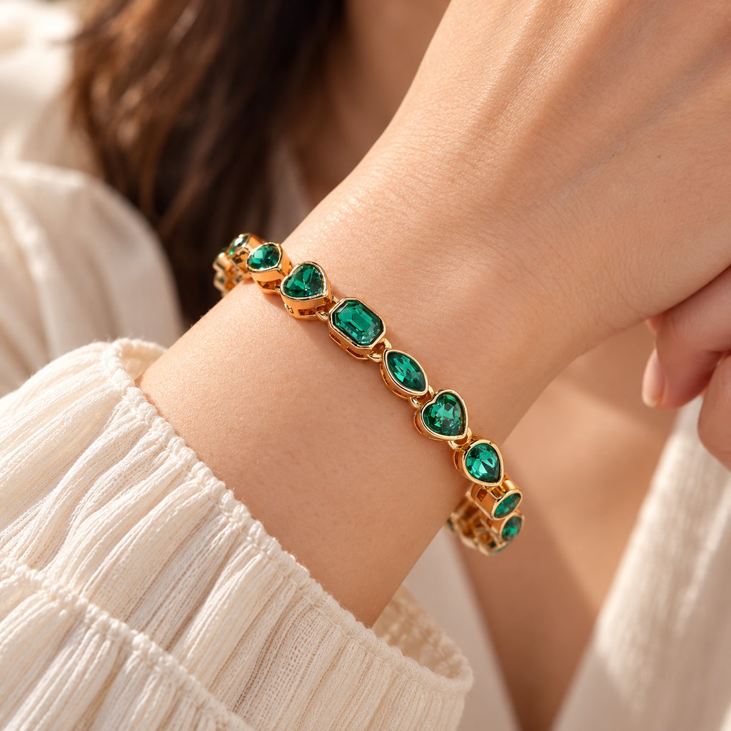 Green Crystal Bracelet (Size - 7.5)_8770493_1