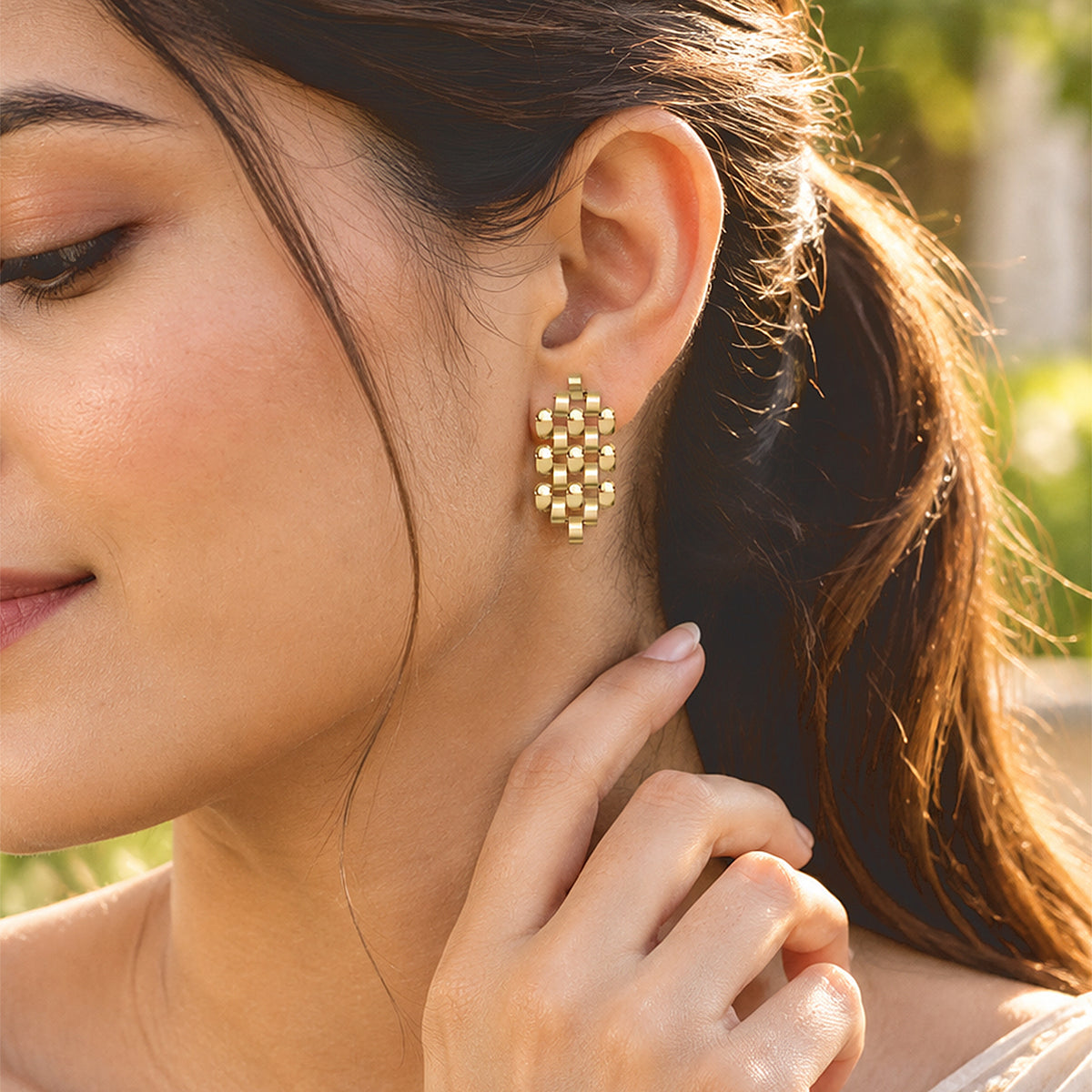 Cylindrical Beads Dangling Earring with Push Back 8770595 1