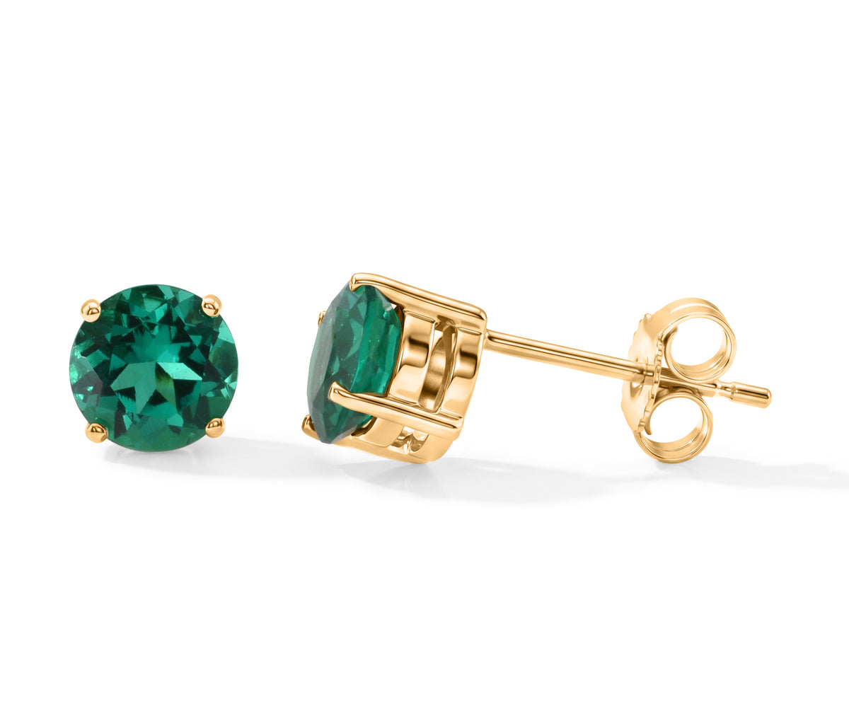 9K Yellow Gold AAA Lab Grown Columbian Emerald Earring, Gold Wt.0.72 Gms  1.660  Ct. 8770598 0