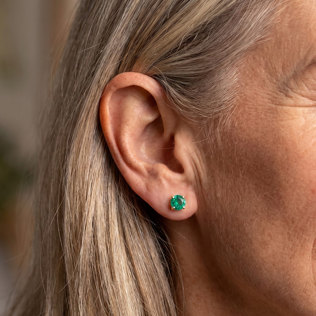 9K Yellow Gold AAA Lab Grown Columbian Emerald Earring, Gold Wt.0.72 Gms  1.660  Ct. 8770598 1
