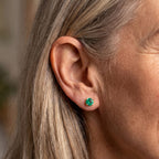 9K Yellow Gold AAA Lab Grown Columbian Emerald Earring, Gold Wt.0.72 Gms  1.660  Ct._8770598_1