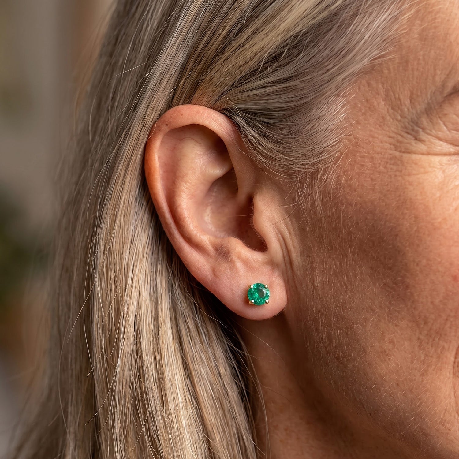 9K Yellow Gold AAA Lab Grown Columbian Emerald Earring, Gold Wt.0.72 Gms  1.660  Ct. 8770598 1