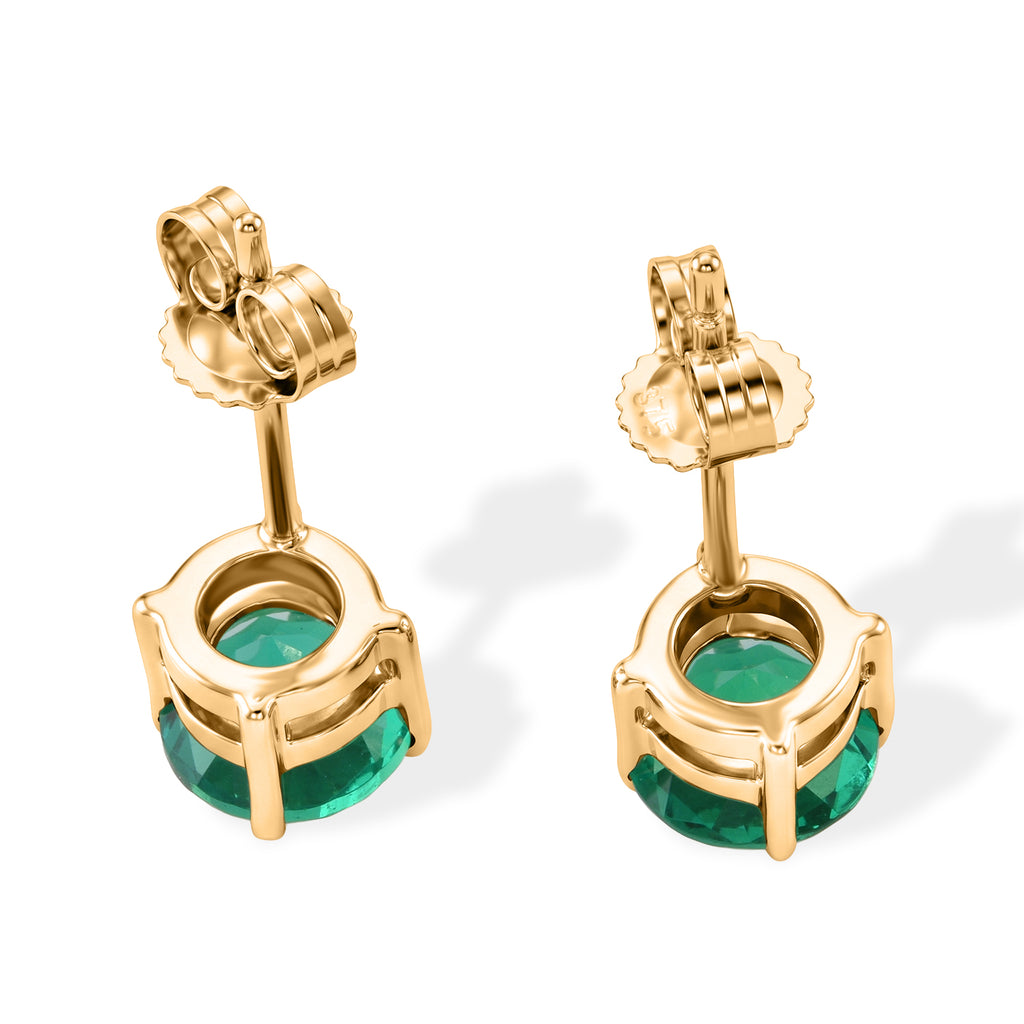9K Yellow Gold AAA Lab Grown Columbian Emerald Earring, Gold Wt.0.72 Gms  1.660  Ct._8770598_3