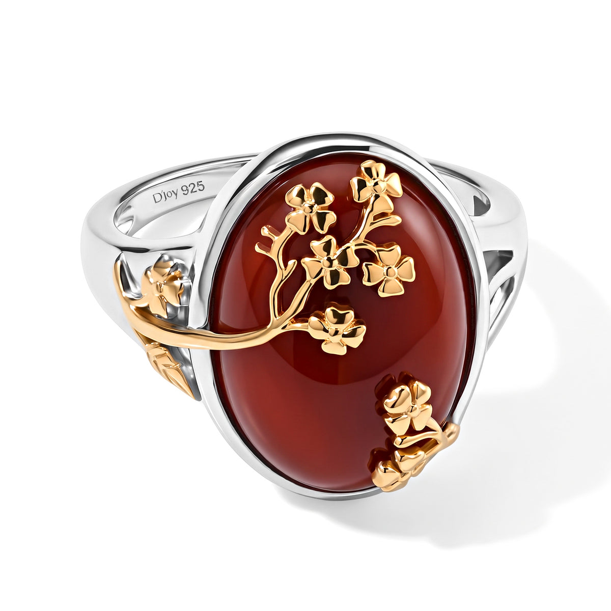 D'Joy - Red Jade Sterling Silver Ring in Two Tone Plating 5.00 Ct. 8770661 0