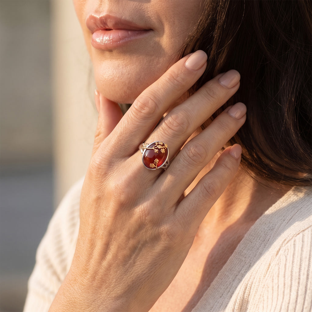 D'Joy - Red Jade Sterling Silver Ring in Two Tone Plating 5.00 Ct._8770661_1