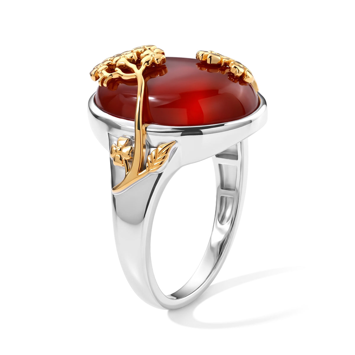 D'Joy - Red Jade Sterling Silver Ring in Two Tone Plating 5.00 Ct. 8770661 2