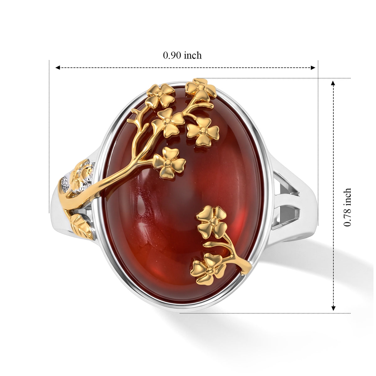 D'Joy - Red Jade Sterling Silver Ring in Two Tone Plating 5.00 Ct. 8770661 4