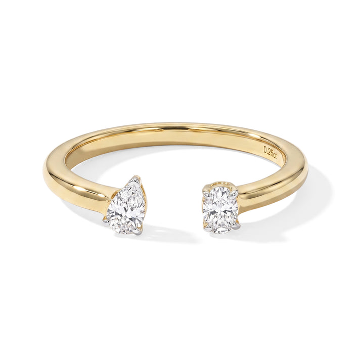 Luxuriant - Lab Grown Diamond (SI-G-H) Dual-Stone Ring in 18K Vermeil Yellow Gold Plated Sterling Silver 0.25 Ct. 8770720 1