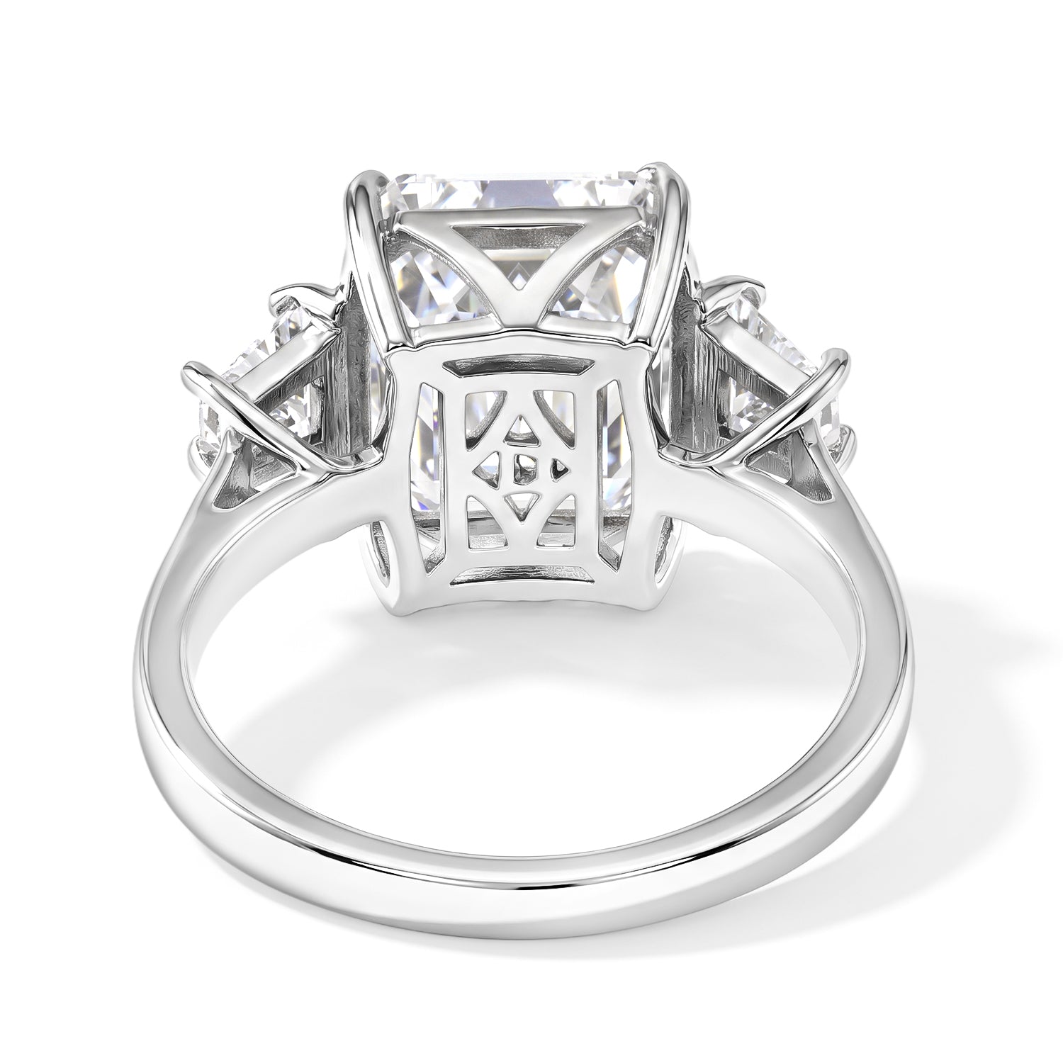 D'Joy - GRA Certified Moissanite Trilogy Ring in Rhodium Overlay Sterling Silver 9.05 Ct. 8770736 4