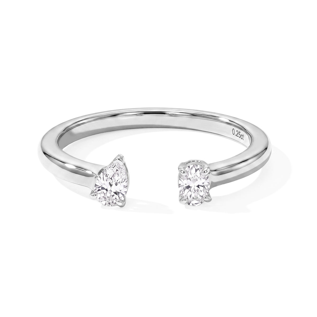 Luxuriant - Lab Grown Diamond (SI/G-H) Dual-Stone Ring in Rhodium Overlay Sterling Silver 0.25 Ct. 8770755 0