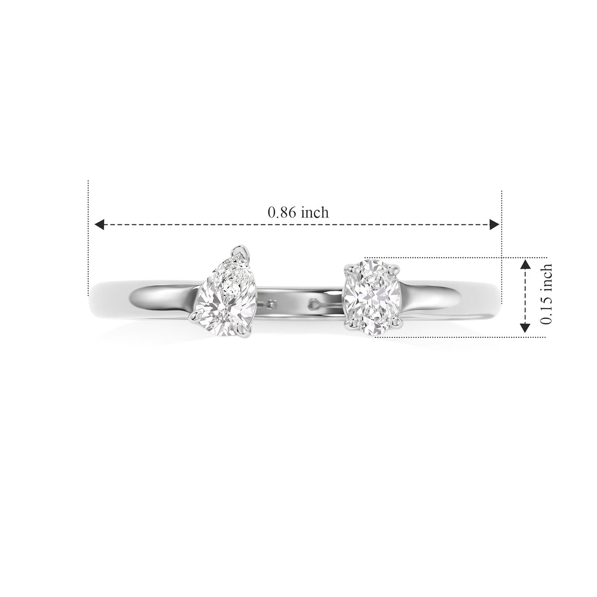 Luxuriant - Lab Grown Diamond (SI/G-H) Dual-Stone Ring in Rhodium Overlay Sterling Silver 0.25 Ct. 8770755 7