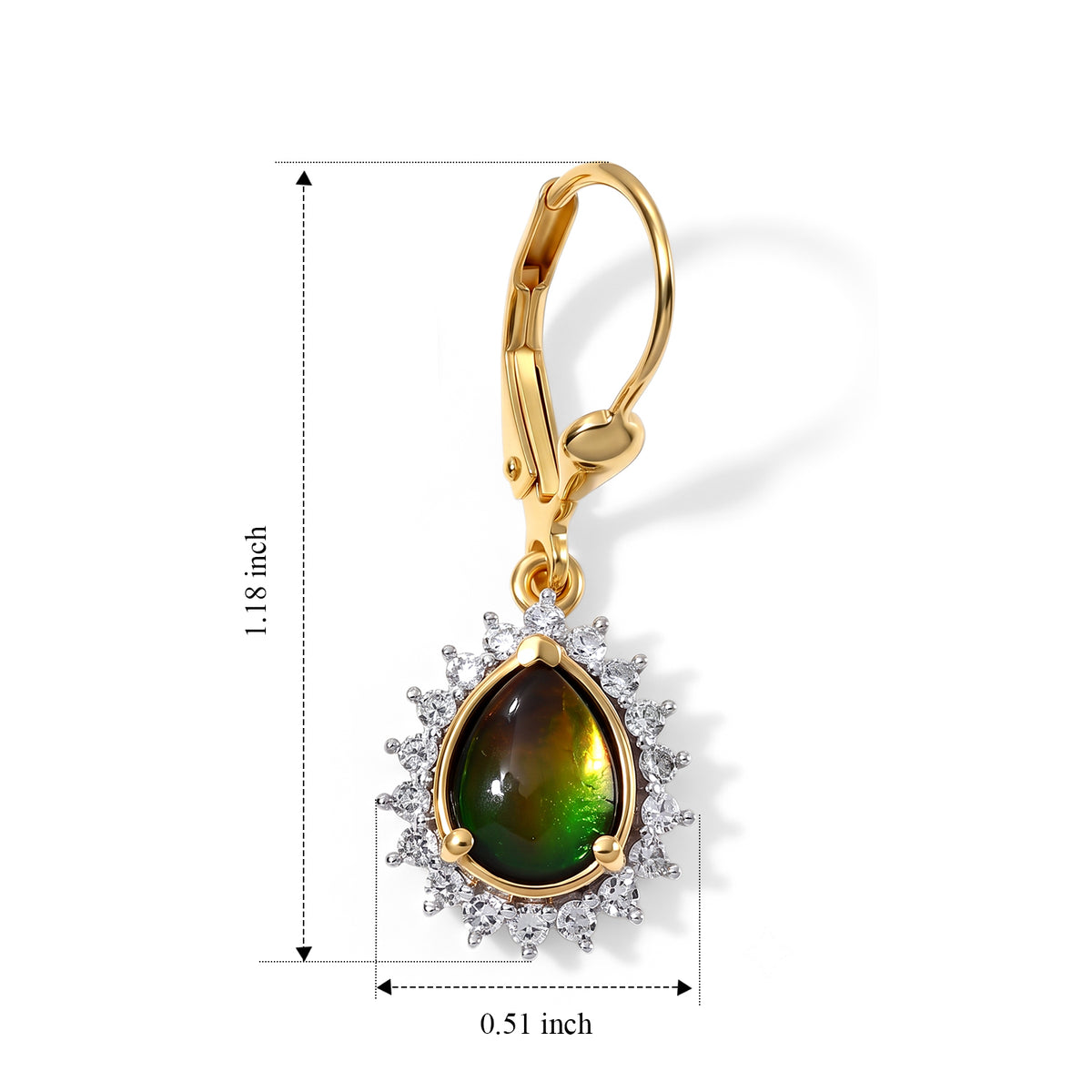 Luxuriant - Ammolite &amp; Lab Grown Diamond (SI-G-H) Earring with Lever Back in 18K Vermeil Yellow Gold Plated Sterling Silver 2.87 Ct. 8770835 4