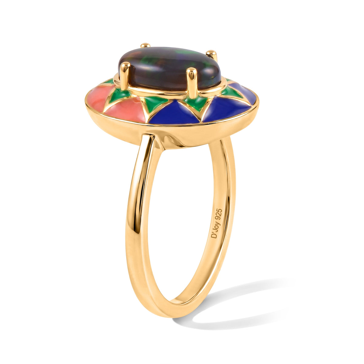 D'Joy - Ammolite Solitaire Starburst Ring in 18K Vermeil Yellow Gold Plated Sterling Silver 1.50 Ct. 8770922 3