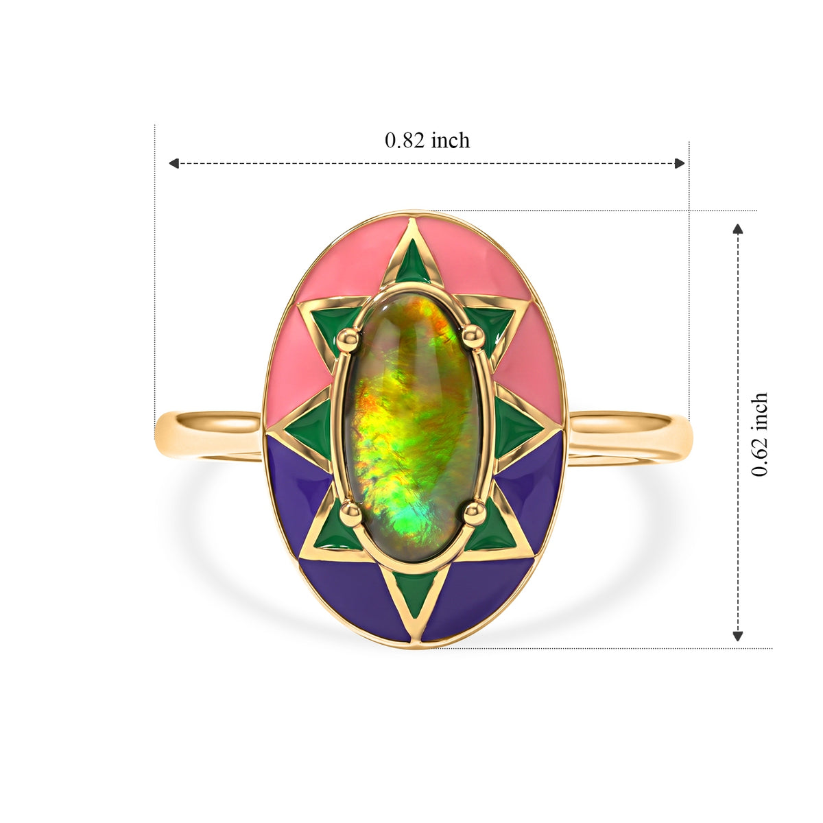 D'Joy - Ammolite Solitaire Starburst Ring in 18K Vermeil Yellow Gold Plated Sterling Silver 1.50 Ct. 8770922 5